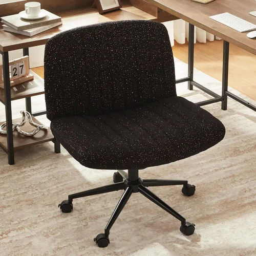 Miniatura 2 de Dowinx Criss Cross Chair with Wheels, Preminum Fabric and Pocket Spring Cushion, Adjustable Swivel Wide Seat Computer Chair, Morden Design Vanity