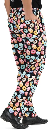 Miniatura 4 de Pantalones de chef unisex impresos 100% algodón para hombres y mujeres, pantalones de chef con cordón para servicio de alimentos, panaderos