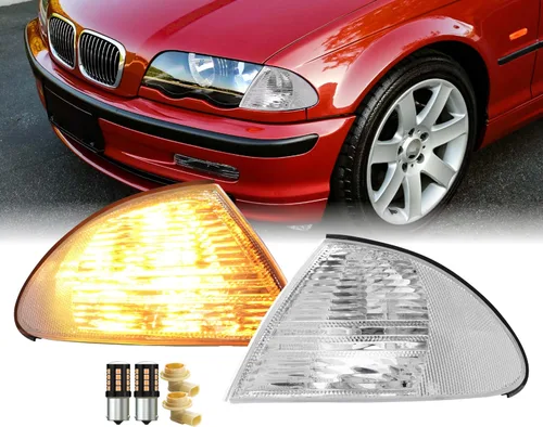 Miniatura 11 de DEPO 99-01 E46 4D - Juego de lámparas de señal de giro de esquina de color humo europeo (izquierda + derecha) compatible con BMW E46 1999-2001 Serie