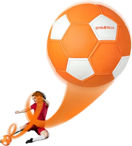Miniatura 8 de Pelota de fútbol curva tamaño 4, pelotas suaves con curva para exterior e interior, pelota de fútbol tamaño 4 para niños y niñas Naranja y blanco