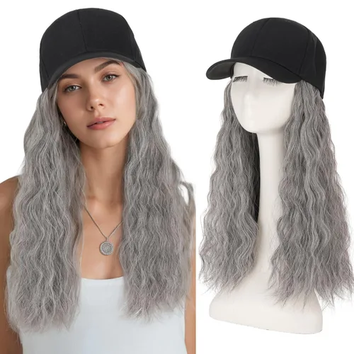 Miniatura 11 de S-noilite Peluca de gorra de béisbol con extensiones de cabello, 8 pulgadas, corta, rizada, ondulada, estilo Bob, peinado, ajustable, con cabello