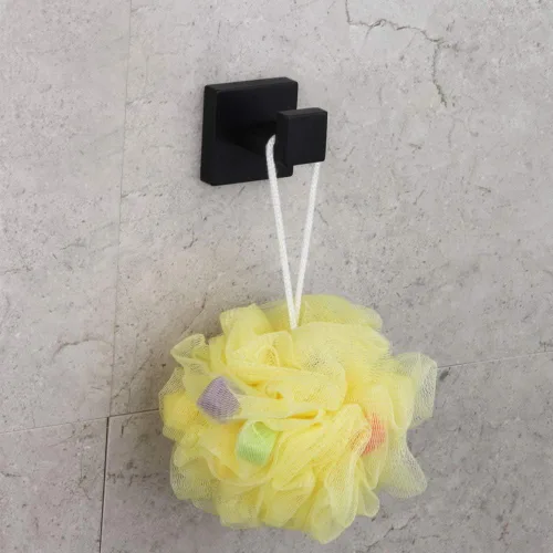 Miniatura 7 de GERZWY Gancho para ropa de baño, color negro mate, SUS 304, de acero inoxidable, para toalla/bata, para baño, estilo moderno, montado en la pared