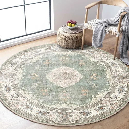 Miniatura 90 de Alfombra Verde MUJOO de 8'x10', Alfombras de Área para Sala de Estar, Alfombras Lavables, Alfombra Grande de Área, Alfombra Boho de Área de 8'x10