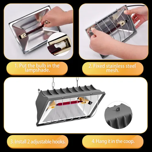 Miniatura 6 de Lámpara Calefactora para Criadora de Pollos 175W Placa Calefactora de Criadora para Pollitos Luz Colgante Calentada Temperatura y Altura Ajustables