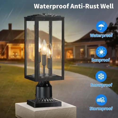 Miniatura 6 de Luz de poste de 16.6 pulgadas para exteriores, lámpara grande de 3 luces, moderna iluminación exterior de pilar impermeable, poste de farol