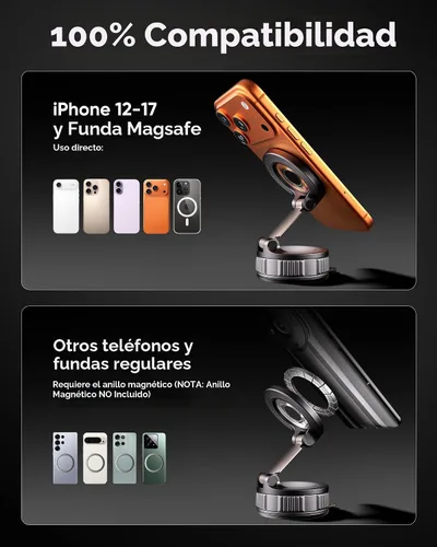 Miniatura 8 de Magsafe - Soporte para teléfono de automóvil con aspiradora [más de 120 libras de succión más fuerte y 3000 gf magnético más fuerte] Soporte