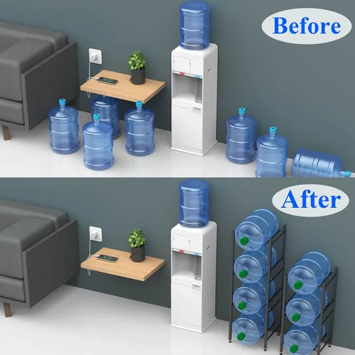 Miniatura 5 de Canyave Soporte para jarra de agua de 5 galones, soporte para jarra de agua, organizador de botellas de agua de 5 galones, estante enfriador de agua
