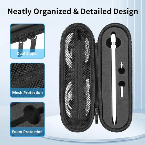 Miniatura 3 de TITACUTE iPencil - Funda de transporte compatible con Apple Pencil de 2ª generación para iPad Pro, funda con doble cremallera, funda protectora