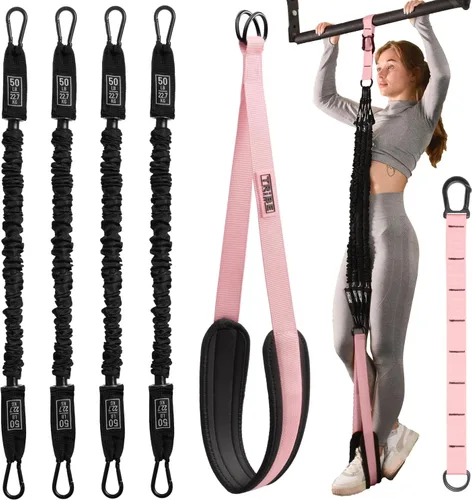 Miniatura 12 de Pull Up Assistance Bands - 4 Heavy Duty Pull Up Bands with Adjustable Strap and Foot Rest - Stackable Pull Up Assist Band Set for Pull Up Bar