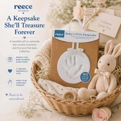 Miniatura 6 de Reece Studio Kit de adorno navideño de recuerdo de huellas de manos de bebé, kit de bricolaje de huellas de recién nacido y mano de arcilla, regalo