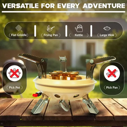 Miniatura 7 de Roamix Estufa de camping portátil multicombustible de 54,500 BTU - Quemador plegable a prueba de viento de 16,000 W con adaptador de recipiente