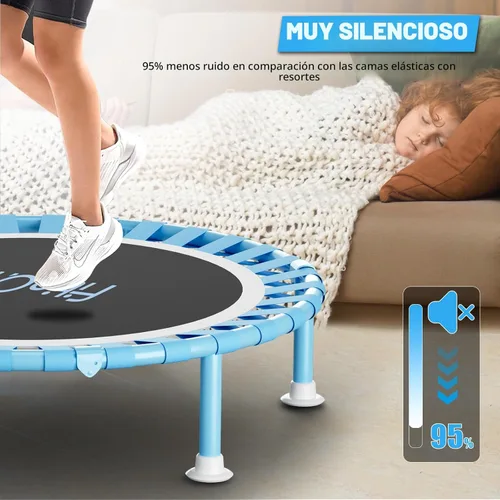 Miniatura 7 de 40" Fitness Mini Trampoline with Adjustable Handle Bar, 330lbs Foldable Bungee Rebounder for Adults and Kids, Stable & Quiet Exercise Rebounder