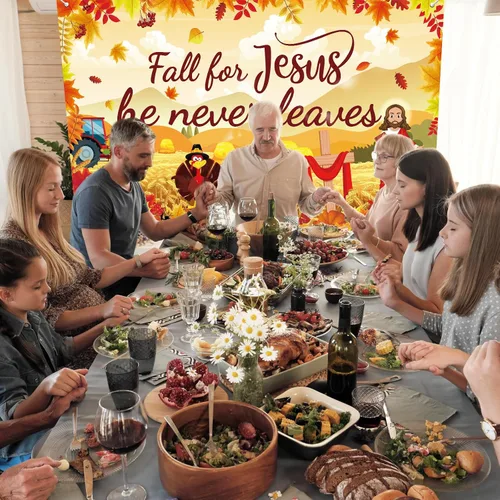 Miniatura 4 de Cartel grande de otoño para Jesús, decoración de otoño para Jesús, telón de fondo de calabaza hoja de arce, decoración de fiesta de Acción
