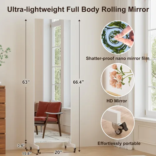 Miniatura 2 de Brisafe Mirror Film, Made in Japan, Unbreakable, 360° Foldable, Double-Sided Mirror, Lightweight, Width 47.2 x Height 66.9 inches (120 x 170 cm)