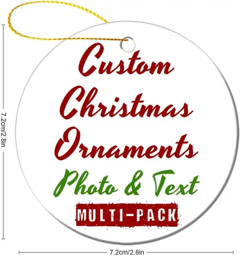 Miniatura 2 de Adornos de Navidad personalizados, texto fotográfico, haz tu propio adorno de cerámica de porcelana, regalo de recuerdos para decoración de Navidad