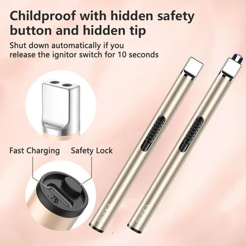 Miniatura 3 de REIDEA Encendedor de vela electrónico de arco resistente al viento, recargable por USB, sin llama, con botón de seguridad para el hogar, S4