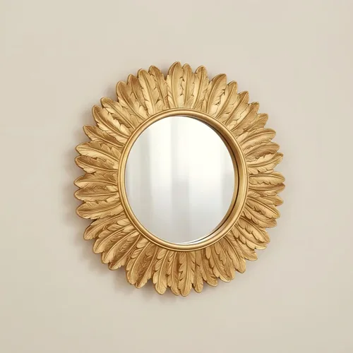 ZOROSY Espejo de pared redondo dorado de 12 pulgadas, espejo decorativo de pared pequeño, espejo bohemio para decoración de pared para tocador, sala