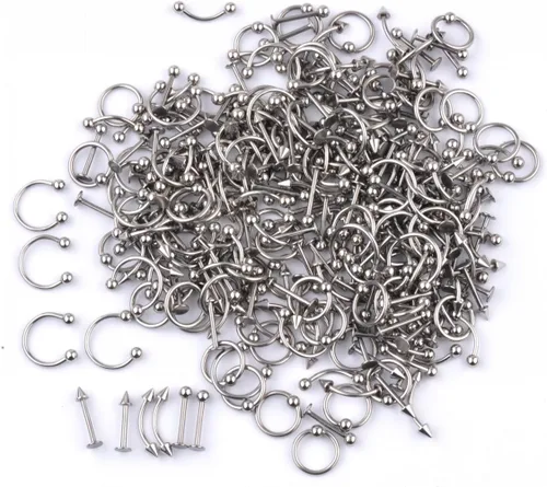 Kit de piercings IPINK 14G-16G, acero quirúrgico arcoíris, piercings para el cuerpo, ombligo, lengua, ceja, pezón, labio, nariz, calibre Chi
