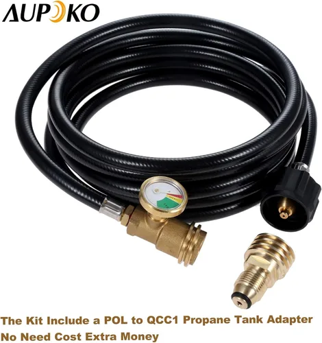 Miniatura 4 de Aupoko Manguera de extensión de tanque de propano RV de 12 pies, accesorio para calentador de tanque de propano incluye adaptador que convierte