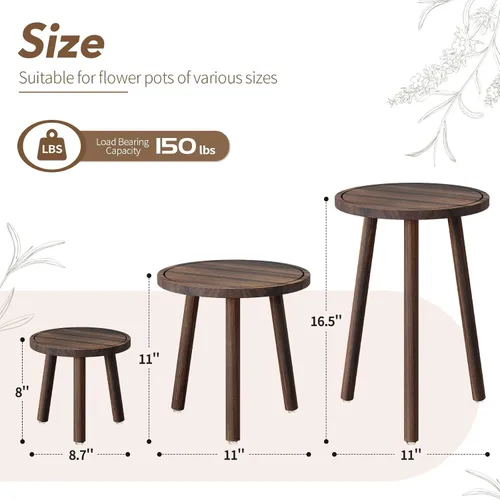 Miniatura 3 de Uneedem Soporte para plantas de interior, paquete de 3 soportes de madera más altos para macetas de 6 a 12 pulgadas, taburete moderno de mediados