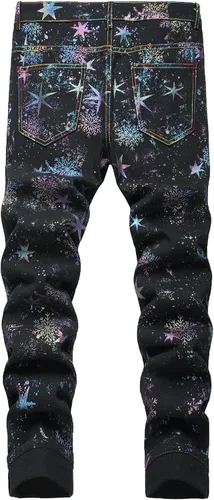 Miniatura 16 de Baylvn - Pantalones de mezclilla entallados y estampados para hombre con corte recto