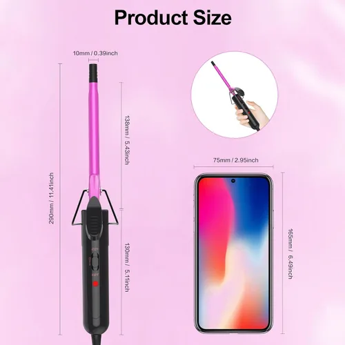 Miniatura 8 de DAN Technology - Varita rizador pequeña de cerámica con temperatura ajustable para rizos apretados en cabello corto y largo (3/8 pulgadas, 10 mm)