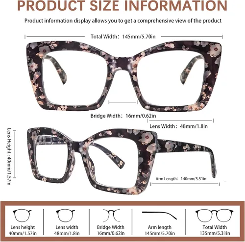 Miniatura 6 de Paquete de 4 lentes de lectura multifocales progresivos para mujeres, estilo Oprah, bloqueo de luz azul, lectores de computadora