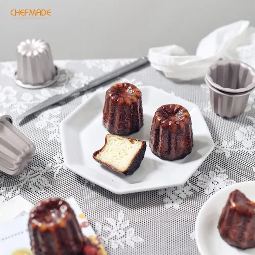 Miniatura 8 de CHEFMADE Molde de Pastel Canelé, Molde de 6.6 cm Antiadherente para Magdalenas y Cupcakes para Hornear al Horno (Oro Champán)