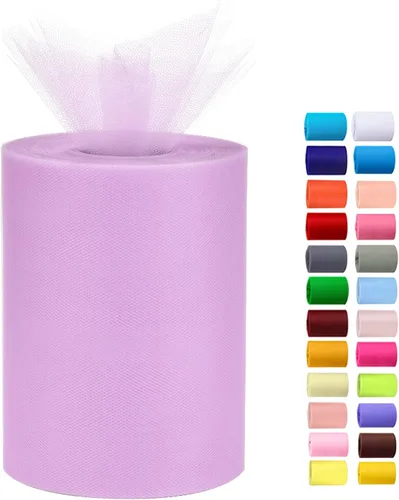 Miniatura 26 de Rollos de tul de 6 pulgadas por 100 yardas (300 pies) de tela de carrete de tul para bricolaje, faldas tutú, bodas, baby shower, manualidades