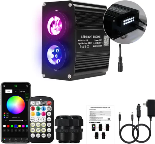 Miniatura 19 de AKEPO 4 Color 36W RGBW Luz de Fibra Óptica Parpadeante Solo Fuente de Luz, 4 Puertos RGBW Parpadeante + Activado por Música + Control a través