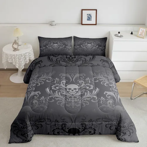 Miniatura 23 de Erosebridal - Juego de ropa de cama damascada negra para adultos, conjunto de edredón victoriano antiguo estilo barroco, tamaño queen, edredón Multi