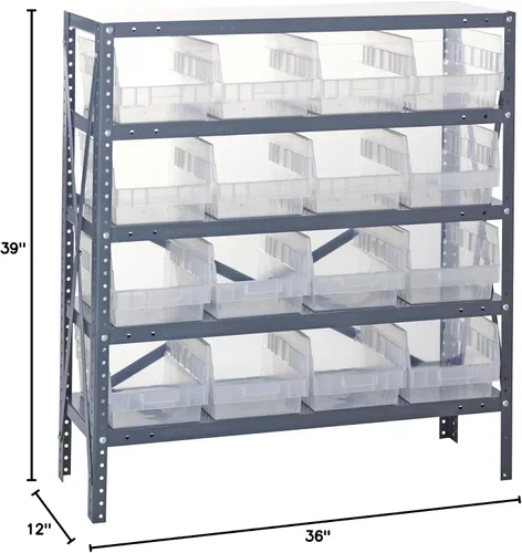 Miniatura 94 de Quantum QSBU-245BK Heavy Duty Shelving Unit with (7) Shelves and (24) QUS245 Black Bins for Garage Warehouse Storage Distribution 400 lb Load