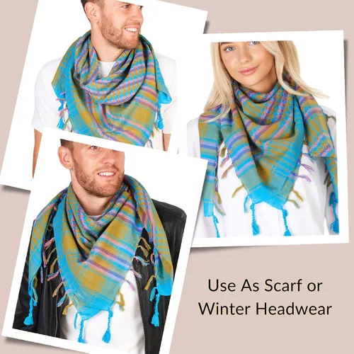 Miniatura 42 de LOVARZI Shemagh Cottons Arab Keffiyeh - Bufanda militar táctica para cabeza y cuello