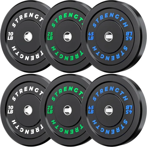 Juego de Pesas Olímpicas de Parachoques de Goma - Placas de Barra de 2 Pulgadas para Entrenamiento de Fuerza en Gimnasio Casero