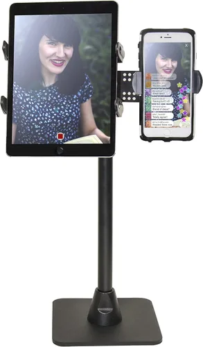 Miniatura 2 de ARKON Mounts TW Broadcaster Dual Tablet y Teléfono Encimera o Escritorio Soporte de 29 pulgadas para transmisión en vivo