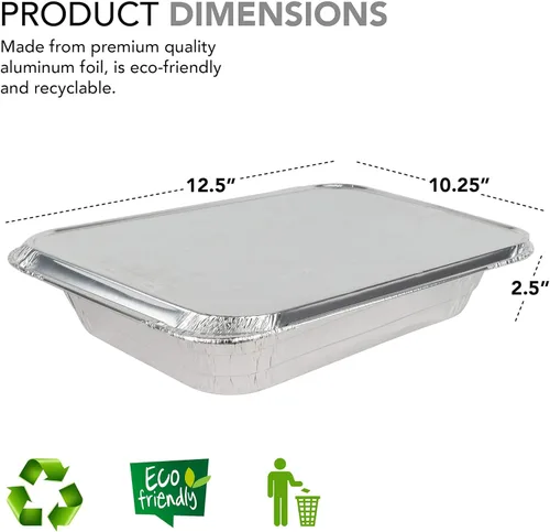 Miniatura 2 de Stock Your Home Bandejas de aluminio de 9 x 13 pulgadas con tapas (paquete de 10) – Sartenes profundas desechables de tamaño medio para cocinar