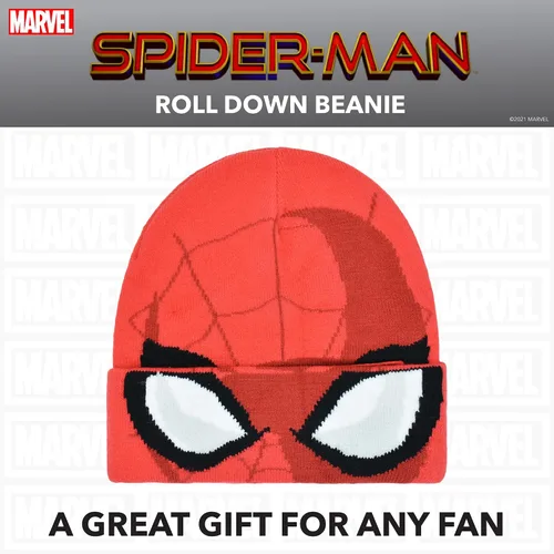 Miniatura 6 de Concept One Marvel Spider-Man Miles Morales Roll Down Cuff Beanie Hat, Knitted Winter Skull Cap