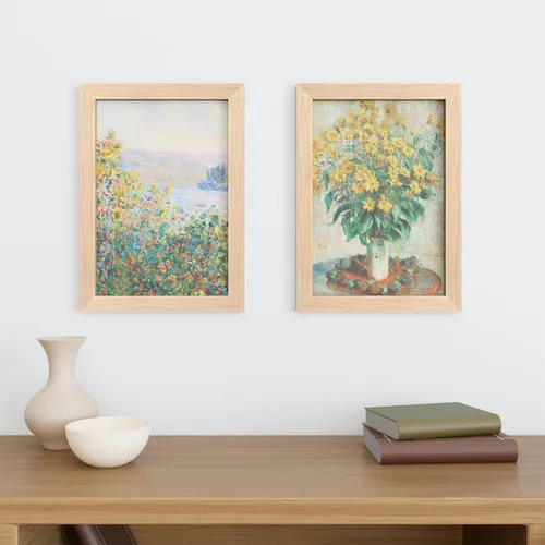 Miniatura 3 de Frame Amo Marco de póster de madera maciza de 13 x 19 pulgadas, color natural, tapete blanco para imagen de 11 x 17 pulgadas, parte frontal