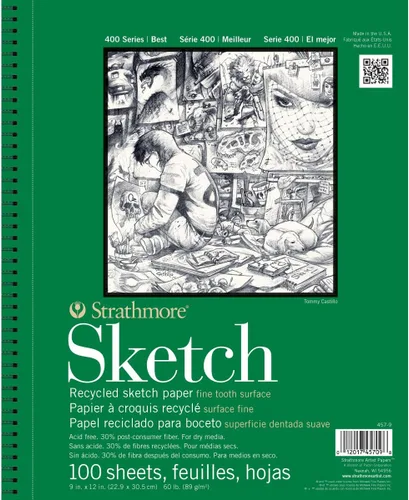 Strathmore Bloc de bocetos de la serie 400, papel reciclado, 5.5 x 8.5 pulgadas, 100 hojas – Cuaderno de bocetos de artista para dibujo,