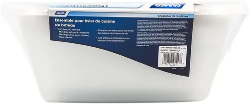 Miniatura 4 de Camco 43517 Kit de fregadero blanco con escurridor de platos, bandeja y alfombrilla para fregadero, paquete de 1
