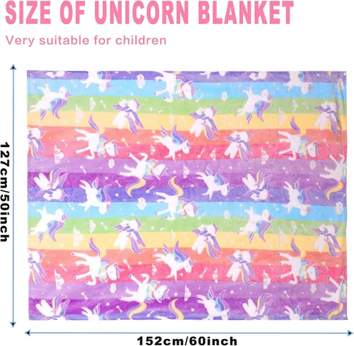 Miniatura 6 de Manta que brilla en la oscuridad, regalos de unicornios para niñas, regalo de cumpleaños, Halloween, súper linda, suave, acogedora, arcoíris