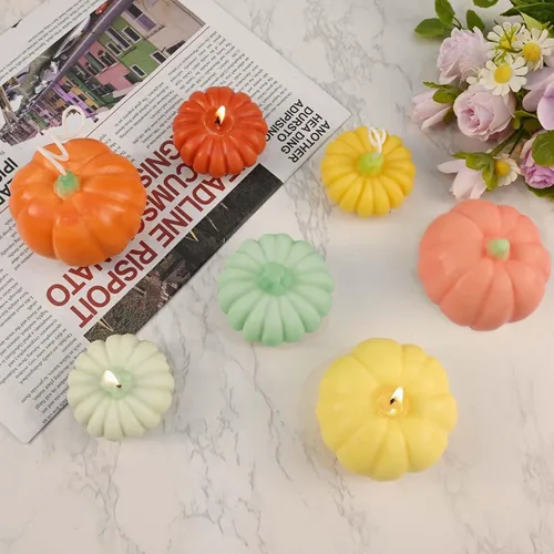 Miniatura 3 de 2 moldes de velas de calabaza para hacer velas, juego de moldes de silicona grandes y pequeños de Halloween para velas, cera de jabón, yeso, resina