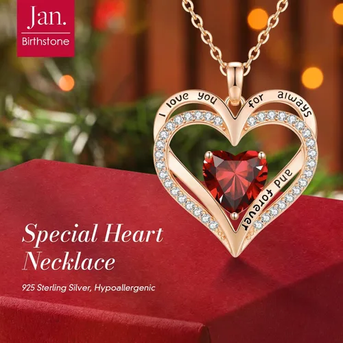 Miniatura 107 de CDE Collares de piedra natal para mujer, plata de ley 925, collar con colgante de corazón para siempre, Navidad, cumpleaños, aniversario, día de San
