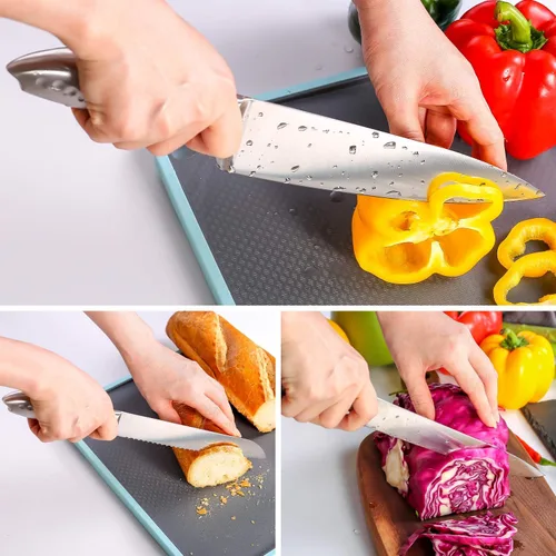 Miniatura 6 de WELLSTAR Juego de cuchillos de cocina, 5 piezas, hoja de acero inoxidable alemán afilada con cómodo mango hueco SS, para cortar rebanar y pelar