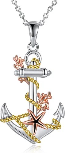 YAFEINI Collares de ancla con colgante de árbol de la vida, cadena de plata de ley 925, joyería vintage, regalos para mujeres, niñas, mamá, madre e