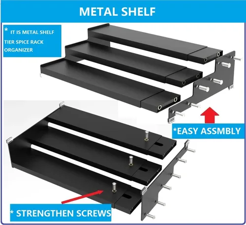 Miniatura 6 de Jojocross Organizador de especias para gabinete, almacenamiento de especias expandible de 3 niveles, ideal para armarios de cocina, armario, Negro