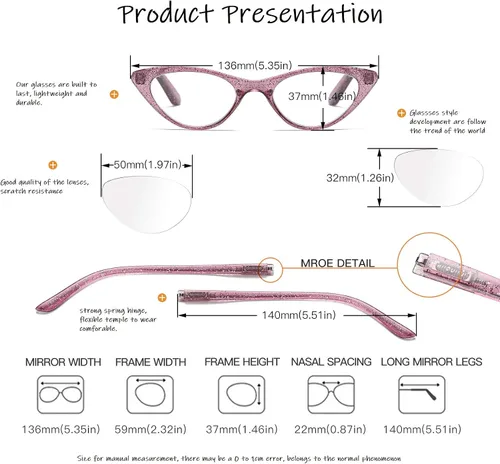 Miniatura 2 de Paquete de 4 lentes de lectura para mujer, diseño de ojo de gato, bisagras de resorte, lentes de moda para mujer