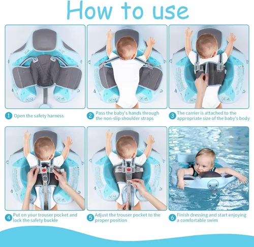 Miniatura 6 de Flotadores para bebé para piscina con dosel toldo de protección solar extraíble Mambobaby Float No Inflable Mejora Añadir cola Evitar Voltear