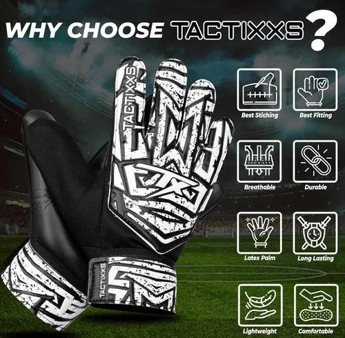 Miniatura 4 de Guantes de portero de fútbol para niños y jóvenes, guantes de portero de fútbol Funky antideslizantes con palma de látex de 0.16 in con agarres