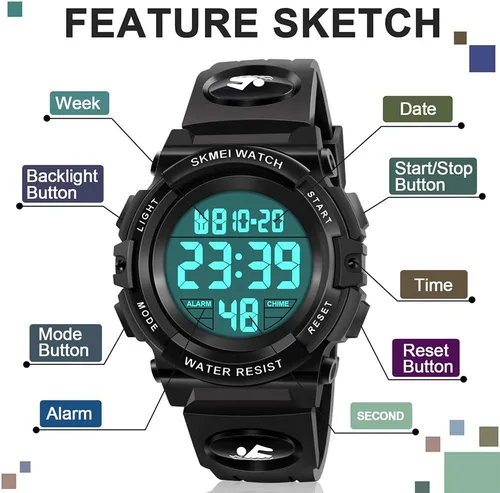 Miniatura 2 de ATIMO Reloj deportivo digital impermeable LED 50M para niños - Regalos para niños